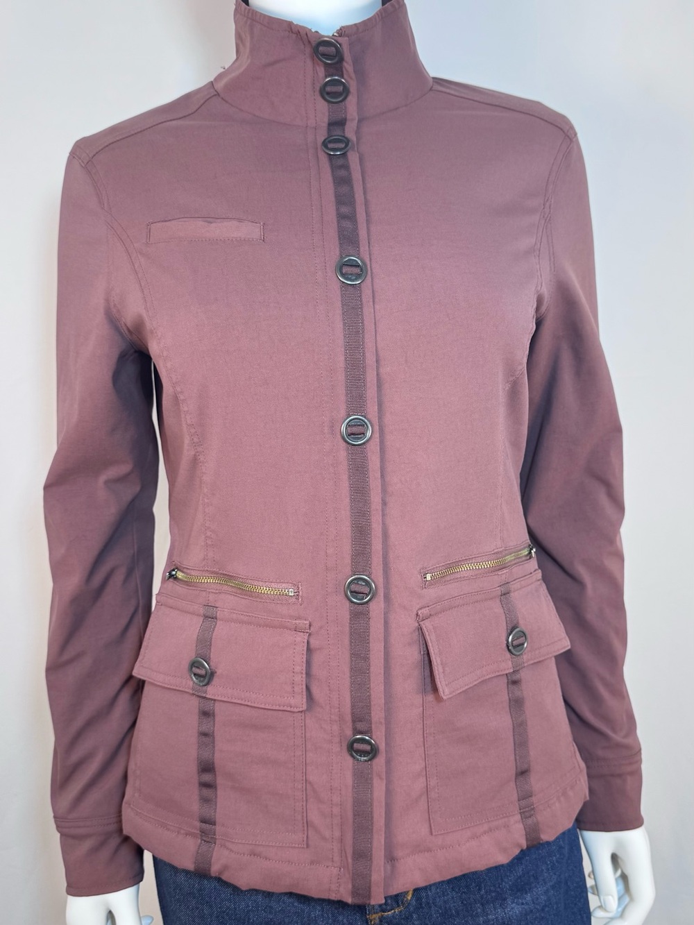 prAna Lydia Utility Jacket Plum Purple Stretch Zion Mock Neck Coat Small